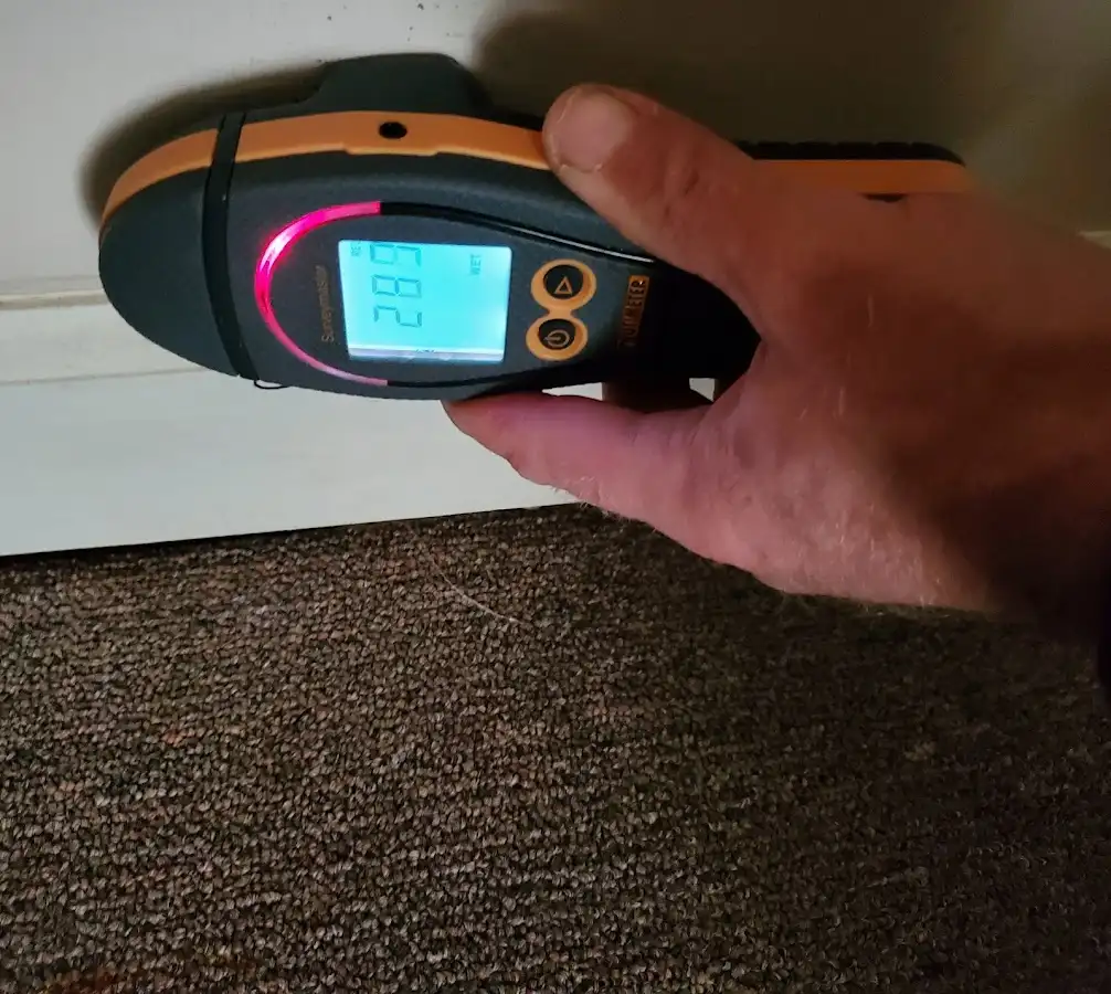 Moisture detection at baseboard during Mold Inspection & Testing in McKinney